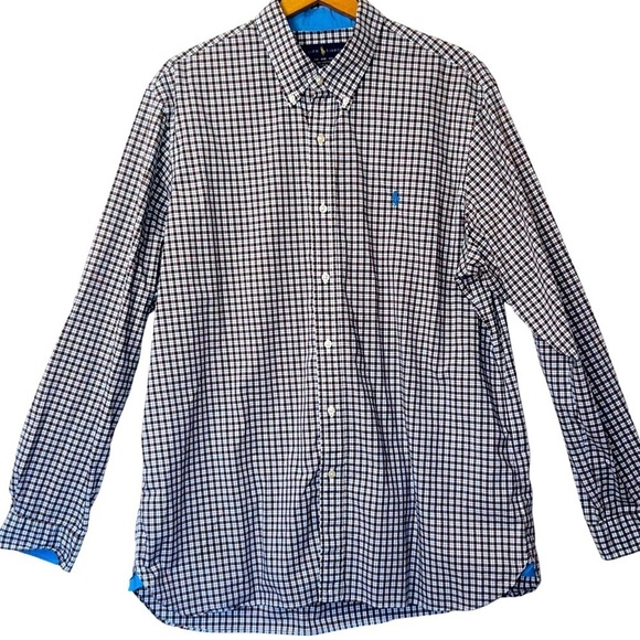 Ralph Lauren Plaid 100% Stretch Cotton Button Down Shirt Business Casual Size XL - Picture 1 of 11